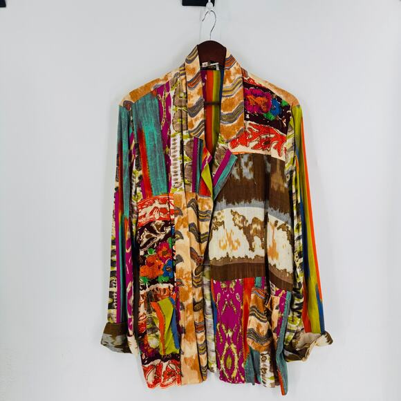 Vintage The Icing Blazer & Skirt Set Long Sleeve Patchwork Jacket Size L - Picture 12 of 15